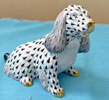 Herend Seated Dog/Labrador FIRST EDITION Black Fishnet Perfect Condition