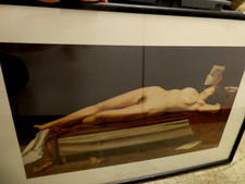 PIETRO ANNIGONI MODELLA IN POSA FRAMED COLOUR LITHOGRAPH NUDE LADY READING BOOK