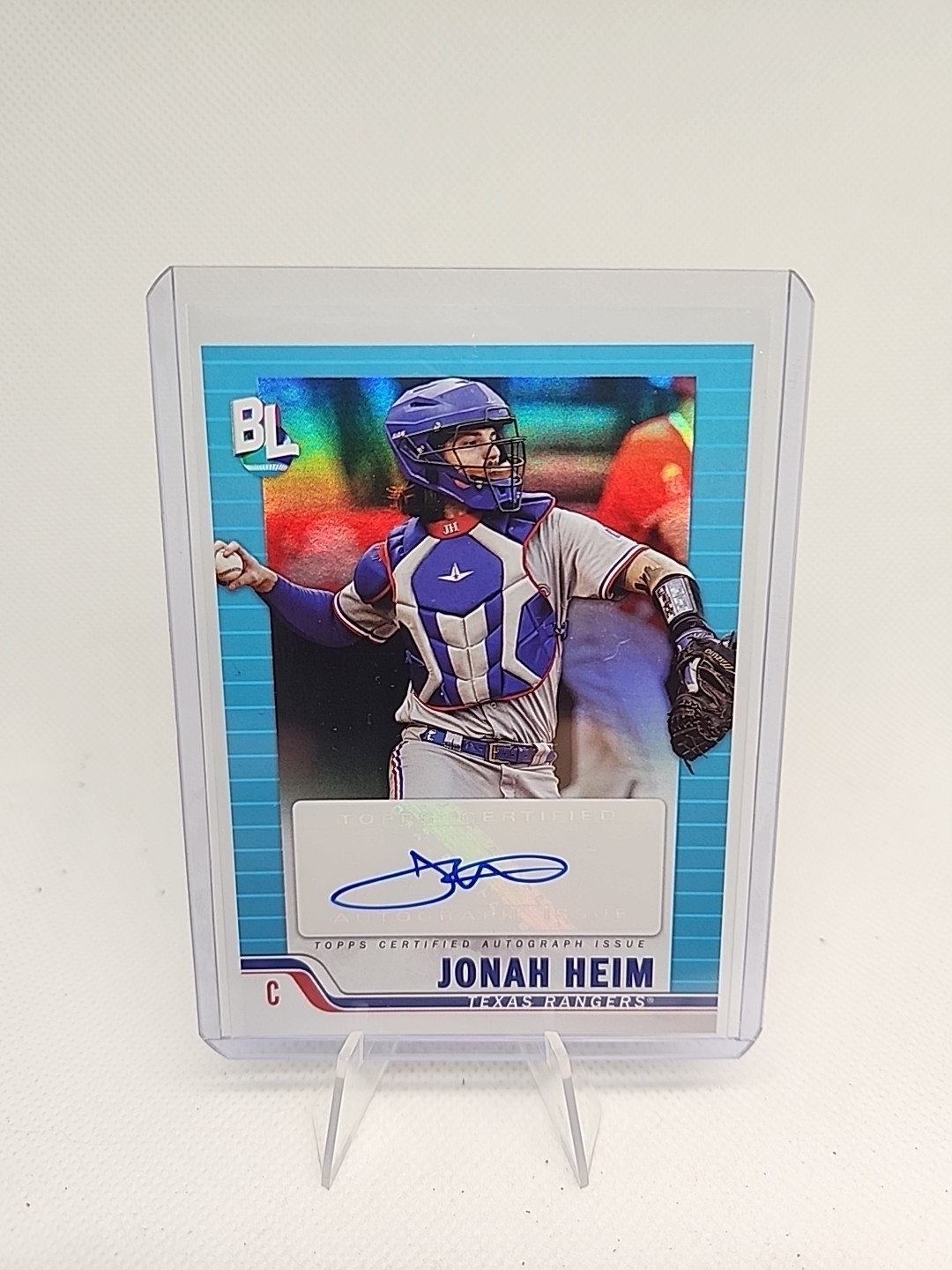 2023 Topps Big League Jonah Heim Big League Auto Blue Foil #BLA-JHE - Rangers 