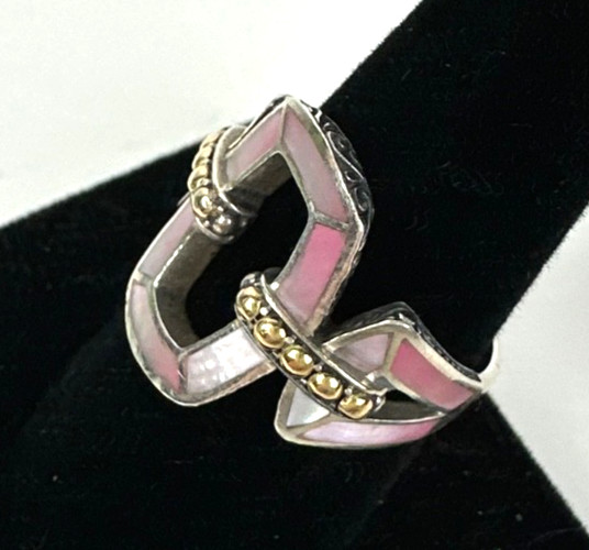 Pink Mother Of Pearl 925 Sterling Silver Ring 18 … - image 5