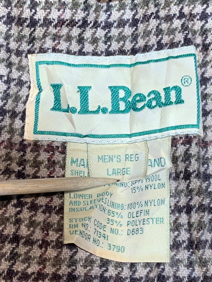 Vintage L.L.Bean Waxed Parka Jacket Large Green Full Zip Hooded Wool Lined - Image 4 of 4
