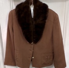 Vintage 40s Women's Brown Mink Collar with Pink Satin Lining, Formal