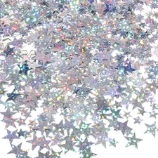 Hestya Glitter Silver Star Confetti 60g 10mm 6mm Table