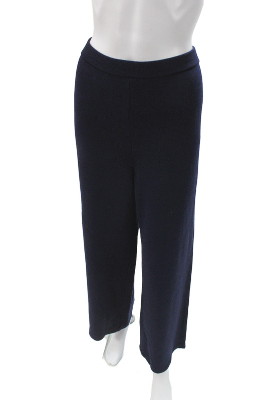 St. John Collection Women Dress Pants Dark Blue Knit Wool Blend Size 10