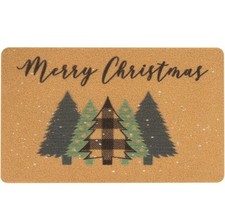 Winter Christmas Welcome Doormat Pine Trees Non Slip Outdoor Mat 30x17