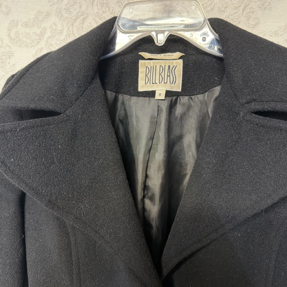 Bill Blass Black Angora Wool A Line Classic Warm Winter Coat size 8 - Image 2 of 4