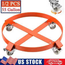 1/2pcs 55 Gal Drum Dolly Heavy Duty Barrel Cart 1000lbs w/ Swivel Casters Steel