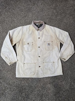 Vintage Carhartt Thrashed Blanket Lined Chore Coat Men's XL 80s/90s Barn Jacket