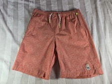 Psycho Bunny Logo Teen Boys Abstract Print Orange Swim Trunks Suit Shorts 18/20