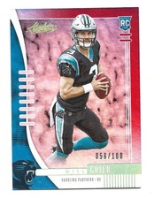 /100 Red Spectrum 2019 Panini Absolute Rookie Will Grier #140 Carolina Panthers 
