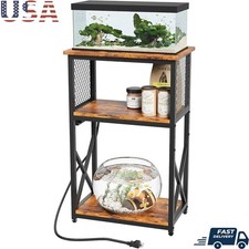 10 Gallon Fish Tank Stand with Power Outlet 3 Tier Aquarium Stand with Shelf