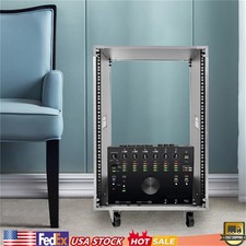 16U Rolling Network Rack Audio Studio Video Equipment Shelf Enclosure Open Frame