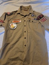 Vintage Boy Scouts Of America Mens Large Uniform Tan Troop Patches