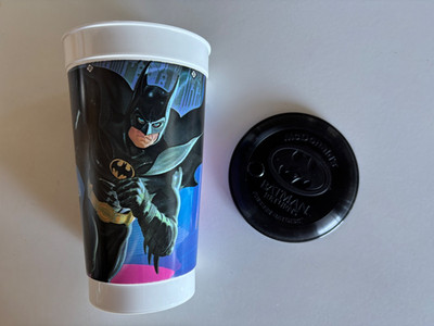 Batman Returns 1992 McDonald's Cup ''BATMAN'' with BLACK LID Unused Beauty BATMAN!