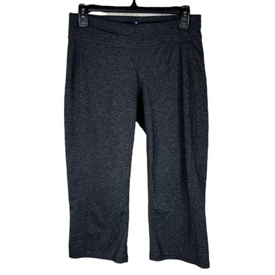 Athleta Small Straight Capris Pants Stretch Elastic Waist Heathered Dark Gray