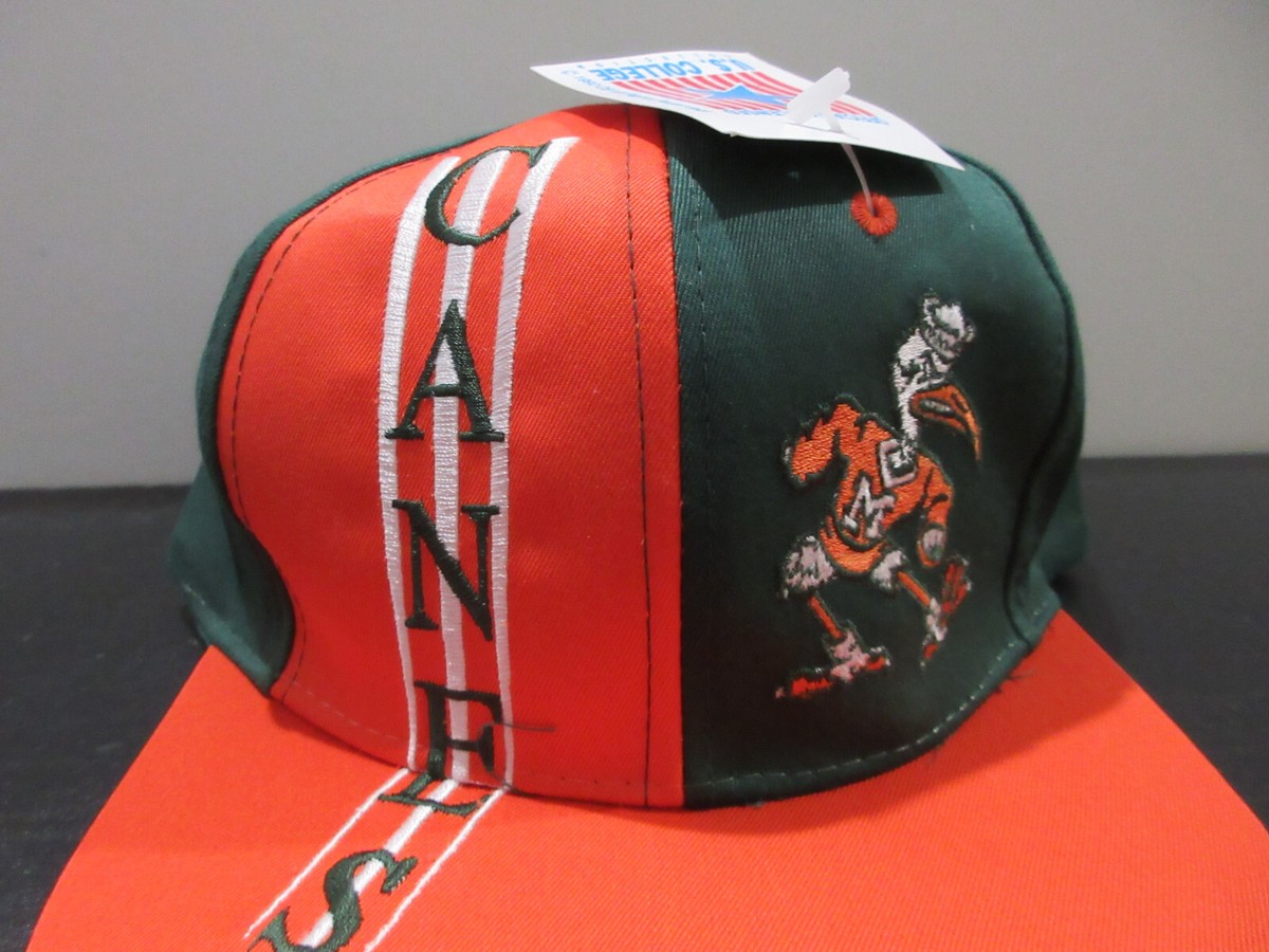 VINTAGE Miami Hurricanes Hat Cap Snap Back Green UM College