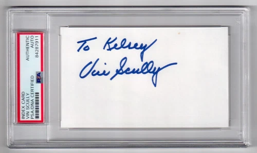 VIN SCULLY Signed Index Card - PSA/DNA Certified Authentic Autograph Dodgers - product listing photo