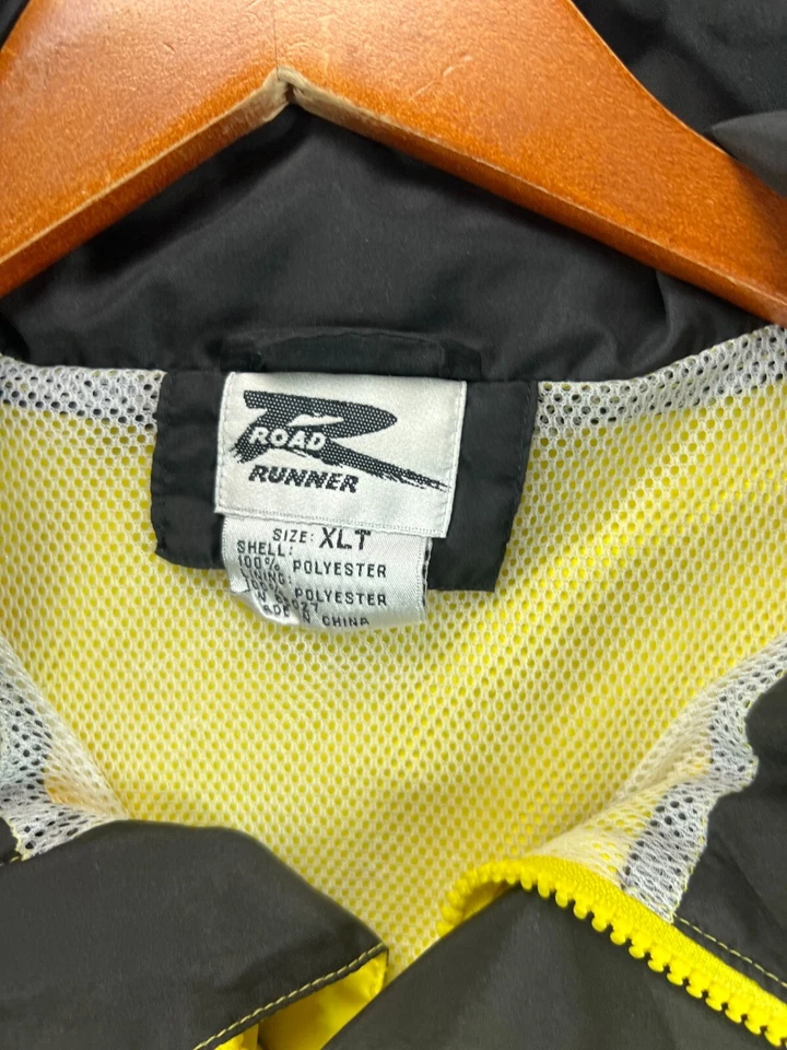 Cortavientos retro Road Runner vintage años 90 para hombre alto XLT amarillo negro softshell Foto 3 de 4