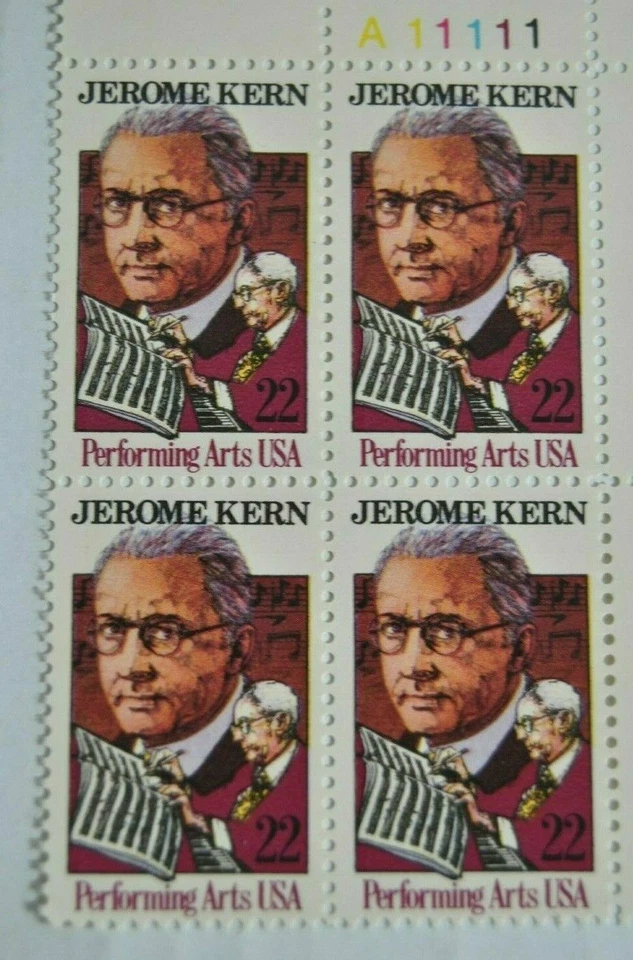 JEROME KERN Postage Stamps Plate Block Of Four .20c Stamps Scott # 2110 - Image 2 of 4