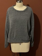Tiger & Eloise Pullover Woman Crop Sweater Size Large Gray Oversize Made In USA
