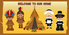Welcome To Our Home Thanksgiving Welcome Sign or Door Hanger