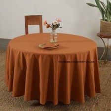 100% Coton Rouille Solide Nappe Rond Dîner Table Housse Avec Serviette Indien