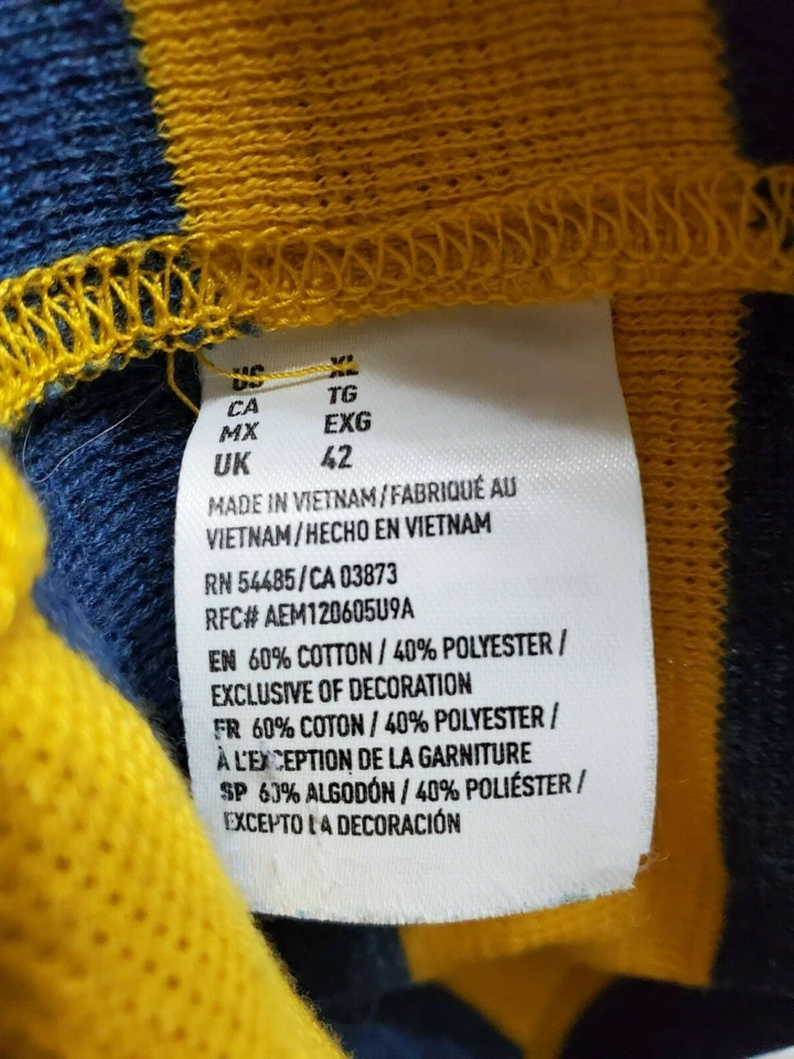 American Eagle Outfitters Mens Shirt Size XL X Large Blue Yellow Striped - Image 3 of 4