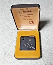 Vintage Colibri ELECTRO-FLAME 52 Black and Stainless Lighter - Made in Japan_BY