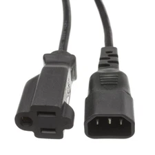 1ft Power Cord Adapter, C14 to NEMA 5-15R, 10A, 1 foot  10W1-05201