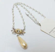 Snap Jewelry Pearl Necklace Scroll fits 18-20mm Ginger Style Charms 20" Ext New