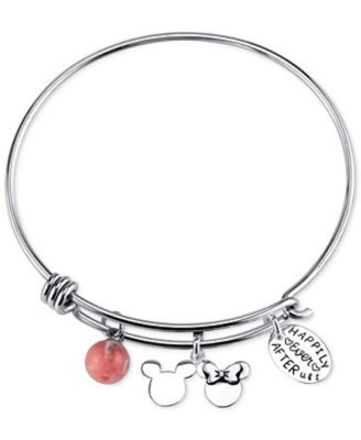 Minnie & Mickey Mouse Happily Ever After Stainless Steel Catch Bangle Disney NEW