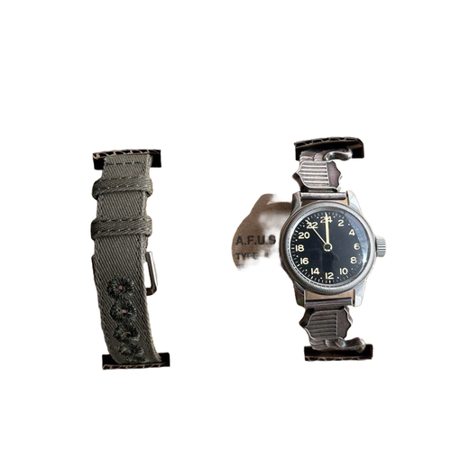 M.R.C. WATCH CO. Type A-11 24H Pilot Wing Watch ? Quartz, Black Dial, WW2 Replic