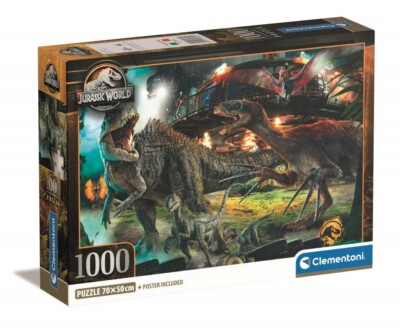 Clementoni Puzzle Compact 1000 Teile Jurassic World 69 x 50 cm+ Poster Inclusive