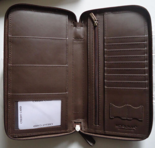Koruma RFID Block Travel Wallet Genuine Leather Organiser Passport Holder Brown - 第 1/10 張圖片