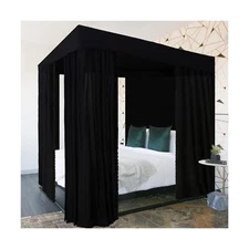 Kmhesvi Black Canopy Bed Curtains - 4 Corner Post Bed Curtains Canopy Queen B...