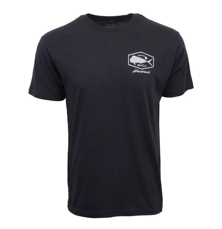 RVCA Mens Mahi T-Shirt Hawaii Island Design in Black