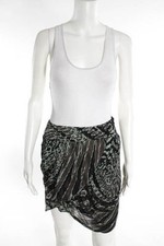 NEW HALSTON HERITAGE Brown Silk Abstract Print Mini Skirt Sz 2 $189