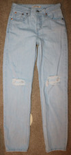 Levi  s Low Pro Straight Fit Light Wash Distressed Jeans Size 24 Actual 27 x 31