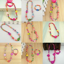 Wholesale 24pcs Cute Children Kid Fun Wood Bead Necklace Bracelet Jewelry 12 Set