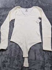 Free People Intimately White Bodysuit Size M/L New RRP 52.00 Long Sleeve BNWT