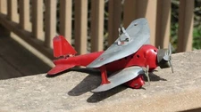 1940'S WYANDOTTE Pressed Steel Piggyback Biplane w/ Airplane Carrier Toy