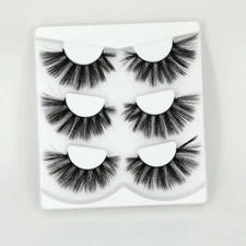 3Pairs 100% Mink Hair Natural Long Eye Lashes False 3D Eyelashes Handmade Makeup