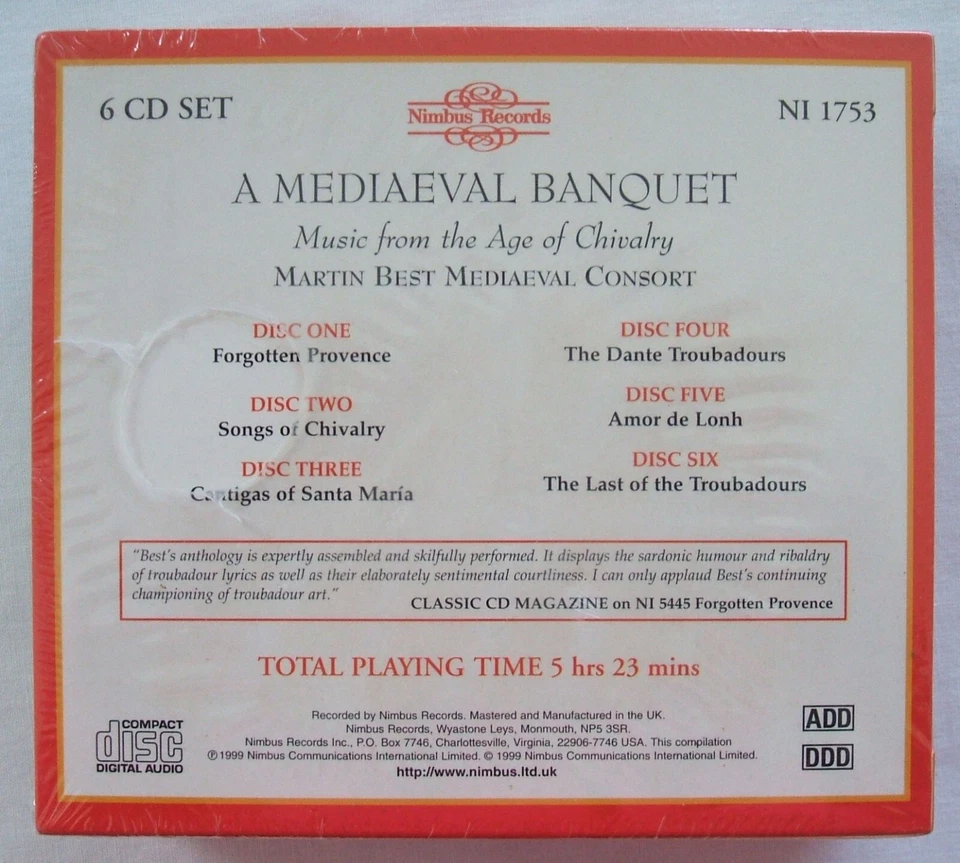 A Mediaeval Banquet: Music from the Age of Chivalry (Jun-1999) - 6 CD Set - New Foto 3 de 4
