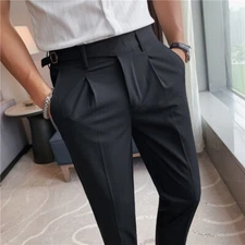 Men's Gurkha Pants Suit Casual Business Retro Trousers Formal Loose High Waist