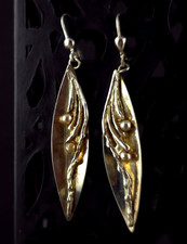Silver Sterling Pearl Cream Modernist Earrings - Solid Striking & Fancy