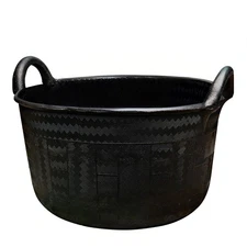 Large Bucket with Handles 30L/8-Gal Natural Rubber Bucket Multi Use Yard Waste