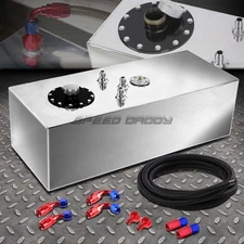 15 GALLON TOP-FEED ALUMINUM FUEL CELL GAS TANK+CAP+LEVEL SENDER+NYLON LINE KIT