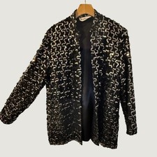 Vintage Wilroy Traveller New York Sequin Blazer Black Silver Open Front 16