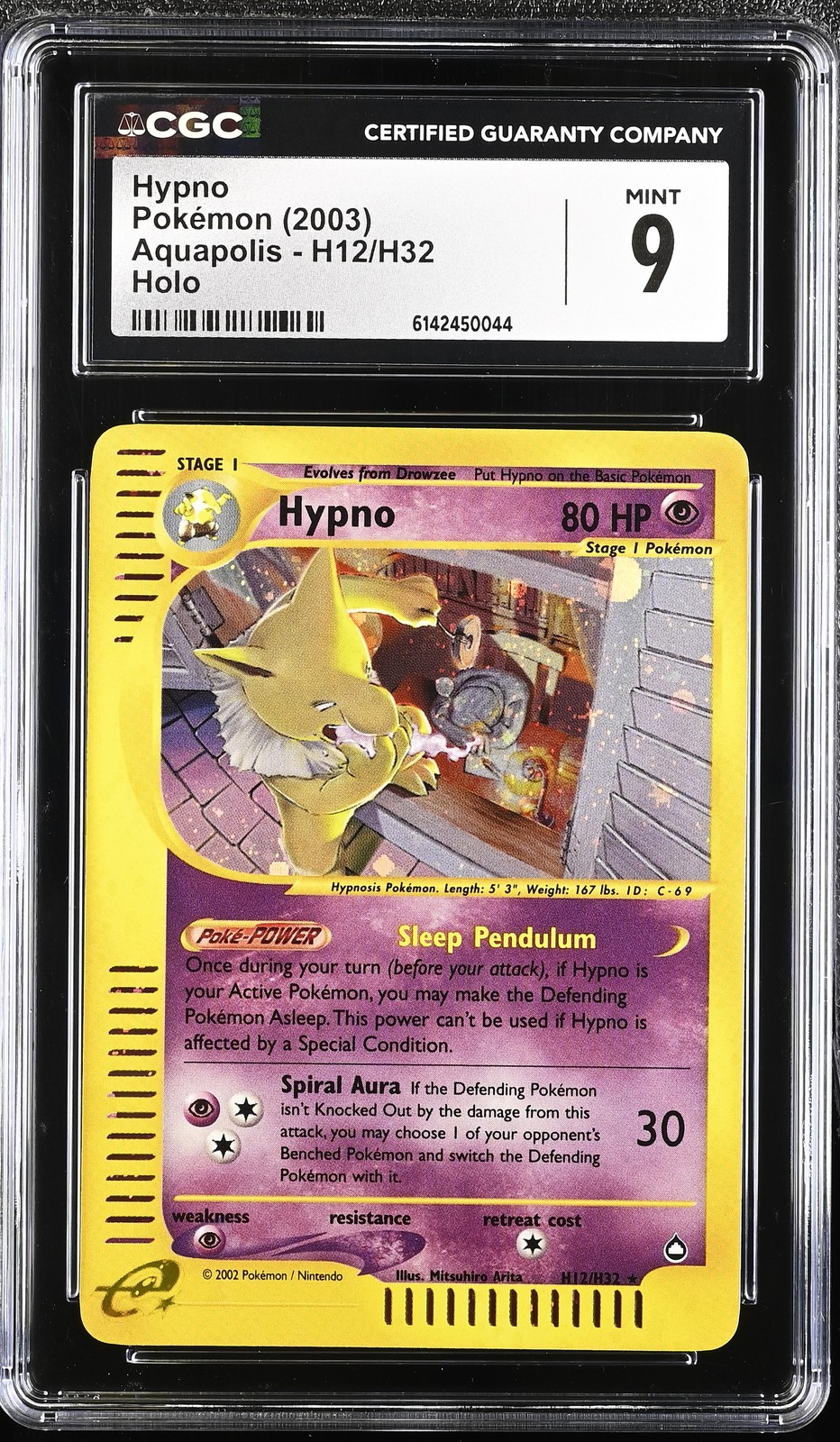 CGC 9 MINT Hypno H12/H32 Aquapolis Holo Pokemon Card