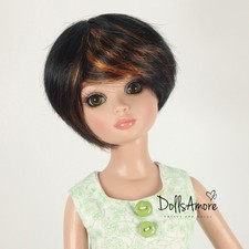 SEPTEMBER SPECIAL DOLL WIG SIZE 6/7" BLACK W/ORANGE  DOLL BELT